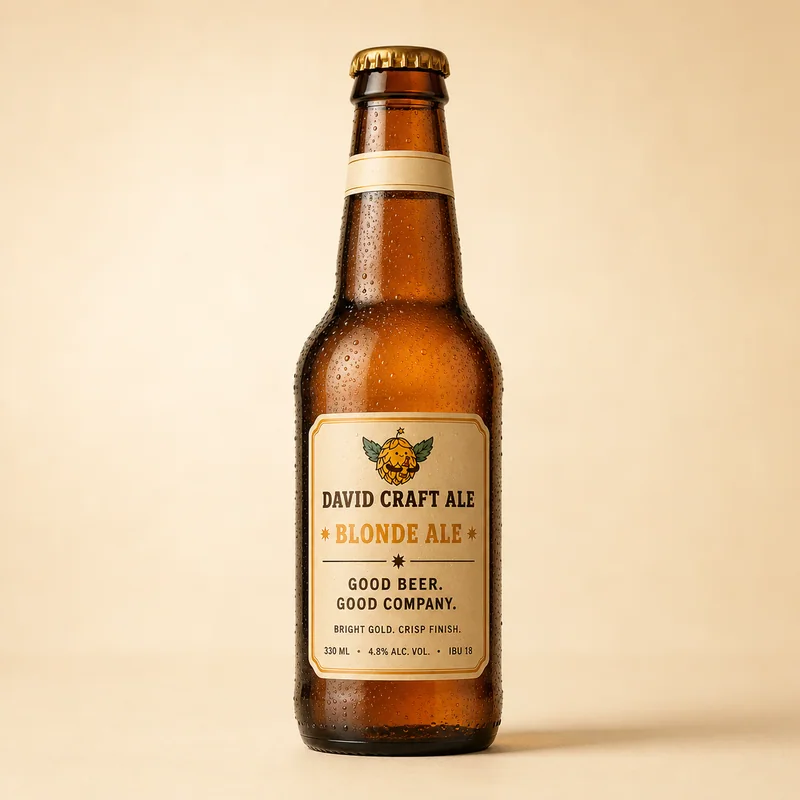 Blonde Ale bottle viewed from the back