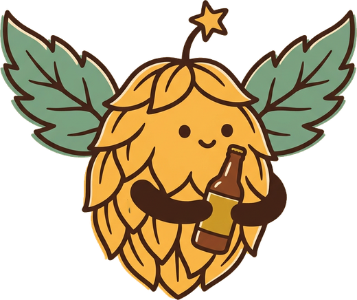 Hopper, the David Craft Ale hop mascot, hugging a bottle